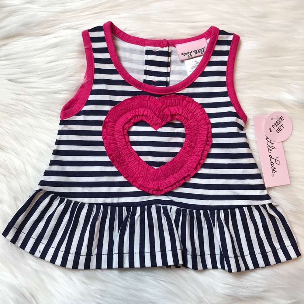 Little Lass Navy & White Stripe Peplum Tank Top